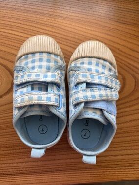 Cat & Jack | Light Blue Gingham Velcro Sneakers